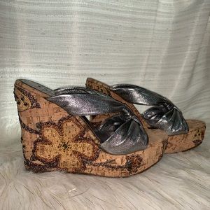 Tyler Cork Wedge Pewter Metallic